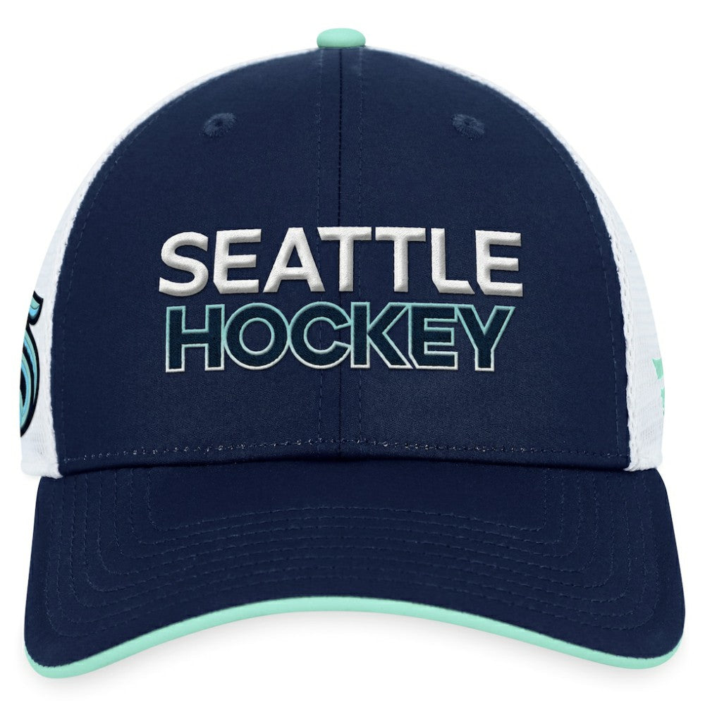 Seattle Kraken Fanatics Authentic Pro Rink Trucker Adjustable Hat - Deep Sea Blue - NHL