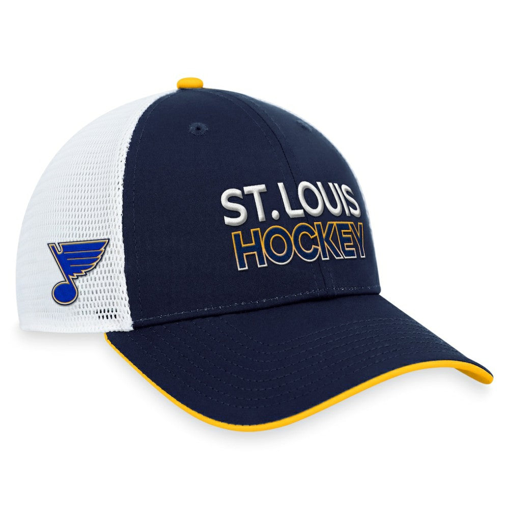 St. Louis Blues Fanatics Authentic Pro Rink Trucker Adjustable Hat - Navy - NHL