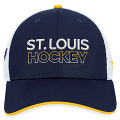 St. Louis Blues Fanatics Authentic Pro Rink Trucker Adjustable Hat - Navy - NHL