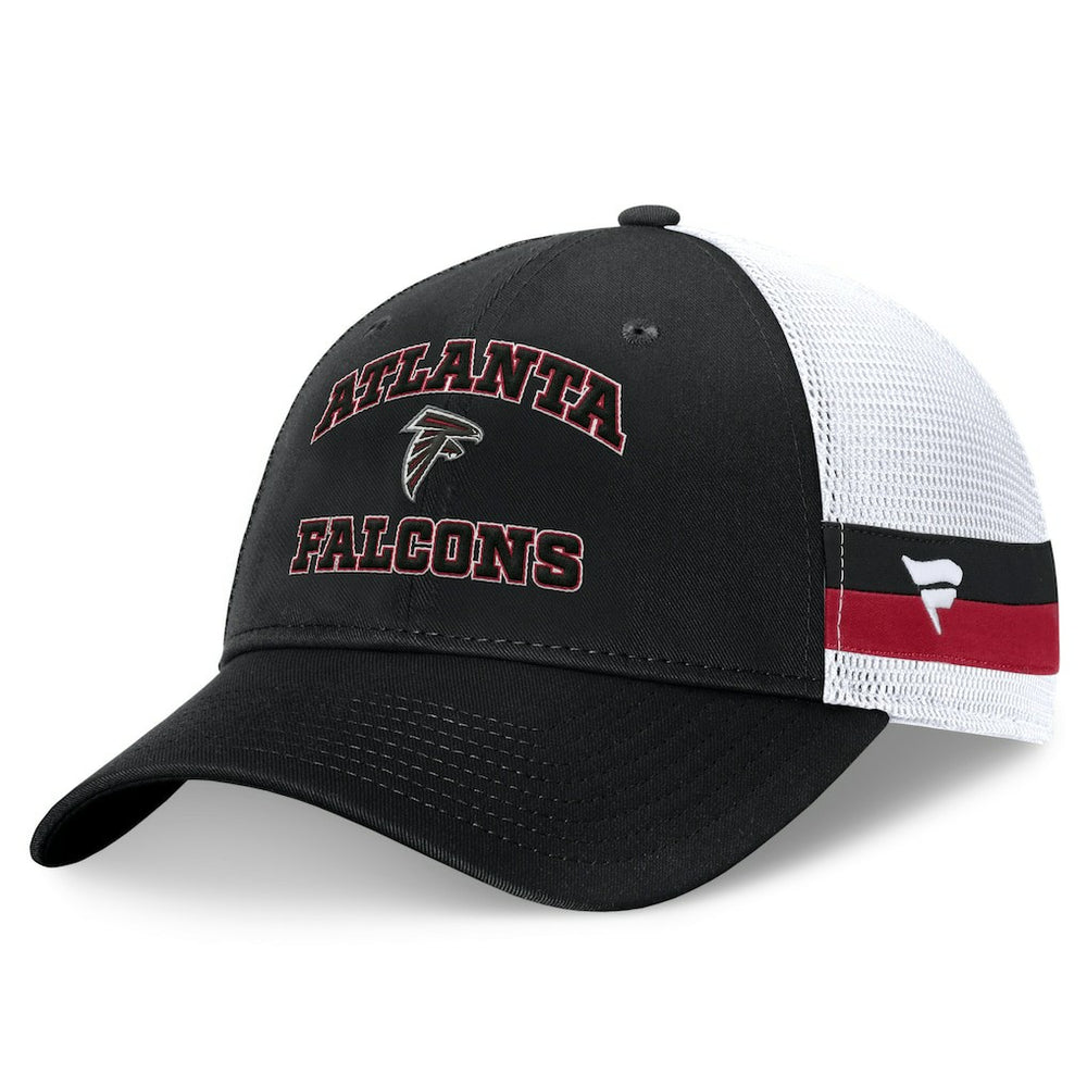 Atlanta Falcons Fundamentals Side Stripe Trucker Adjustable Hat Black/White | Fanatics