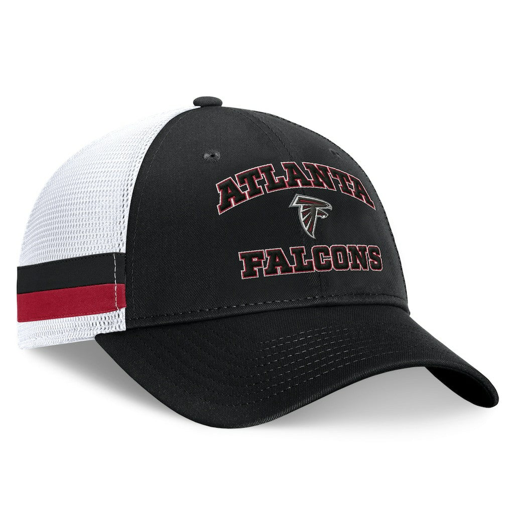 Atlanta Falcons Fundamentals Side Stripe Trucker Adjustable Hat Black/White | Fanatics