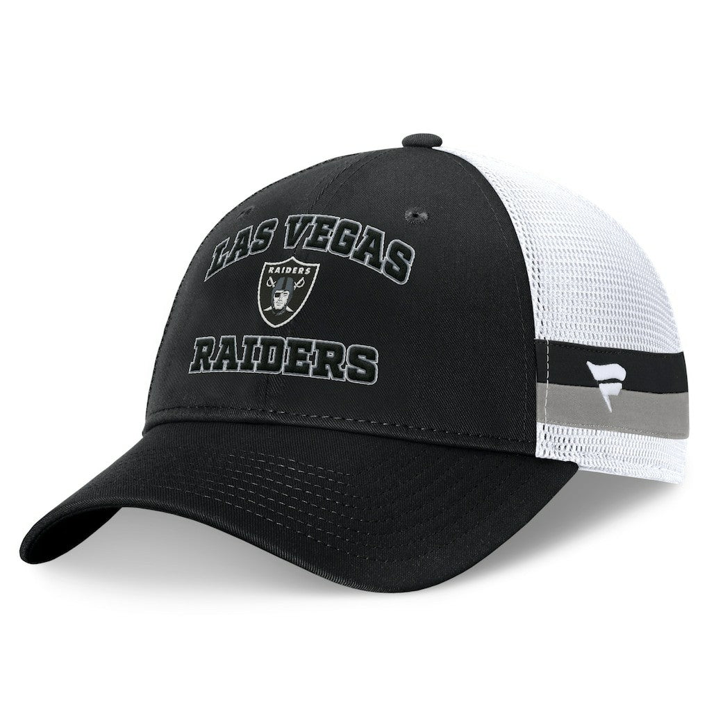 Las Vegas Raiders Fundamentals Side Stripe Trucker Adjustable Hat Black/White | Fanatics
