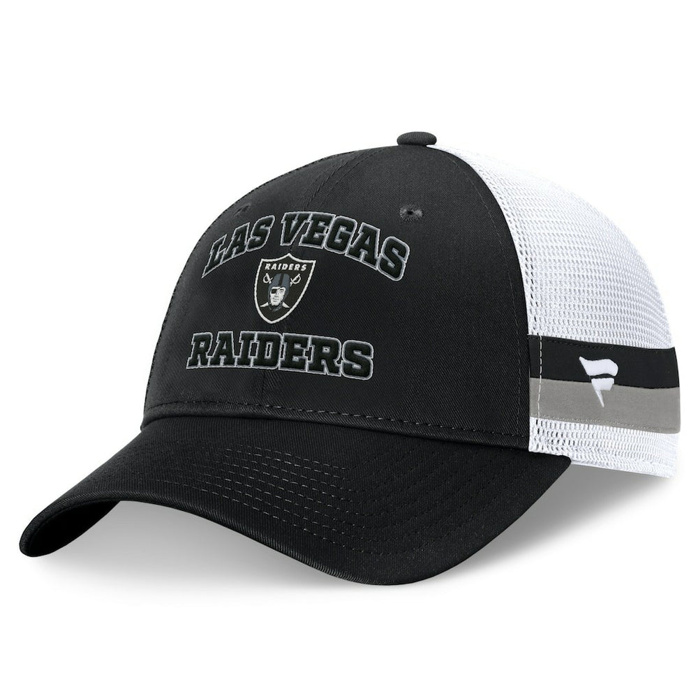 Las Vegas Raiders Fundamentals Side Stripe Trucker Adjustable Hat Black/White | Fanatics
