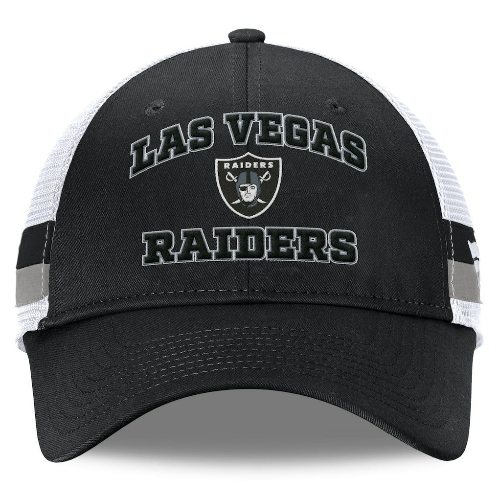 Las Vegas Raiders Fundamentals Side Stripe Trucker Adjustable Hat Black/White | Fanatics