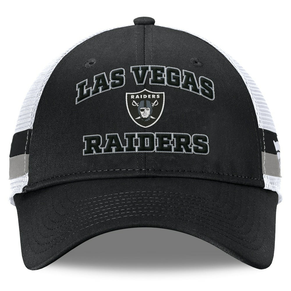 Las Vegas Raiders Fundamentals Side Stripe Trucker Adjustable Hat Black/White | Fanatics