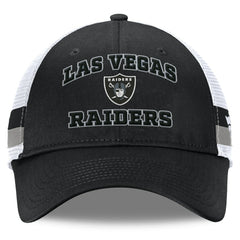 Las Vegas Raiders Fundamentals Side Stripe Trucker Adjustable Hat Black/White | Fanatics