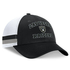 Las Vegas Raiders Fundamentals Side Stripe Trucker Adjustable Hat Black/White | Fanatics