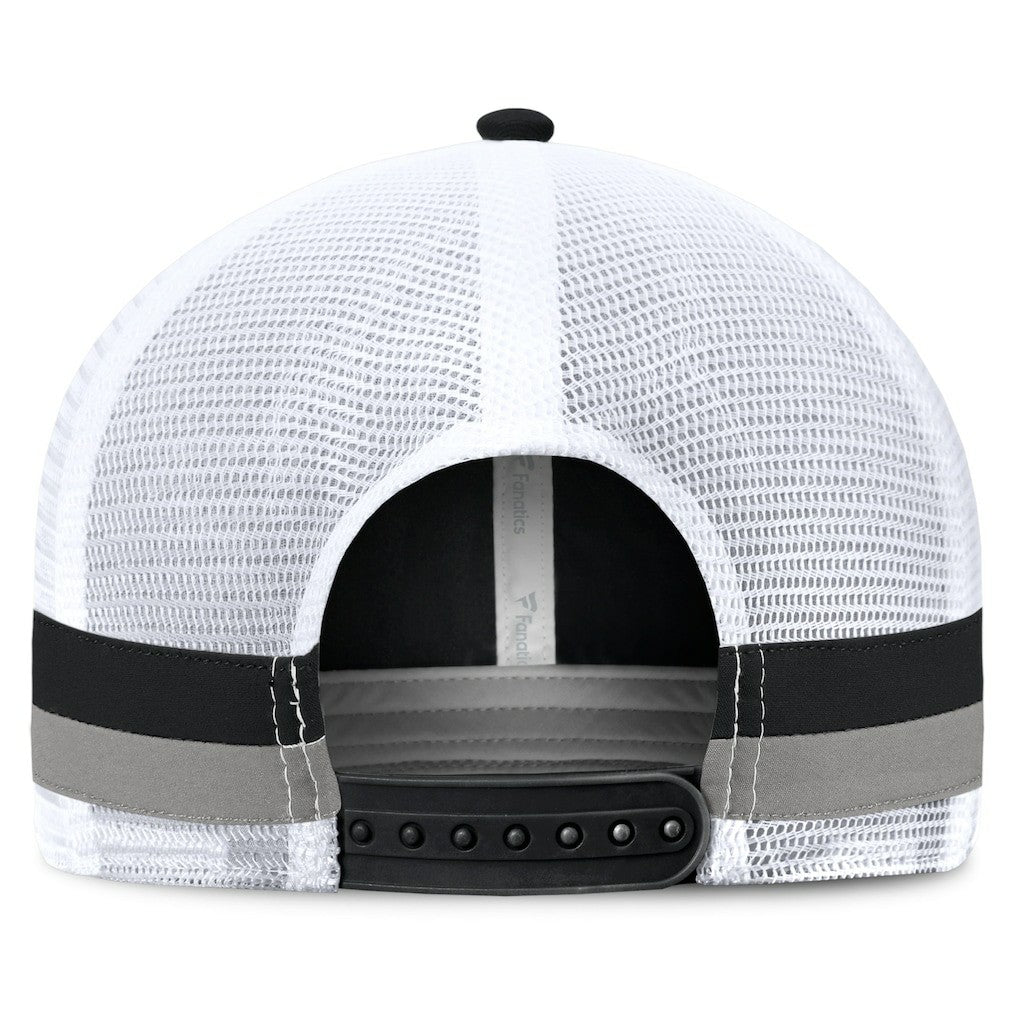 Las Vegas Raiders Fundamentals Side Stripe Trucker Adjustable Hat Black/White | Fanatics