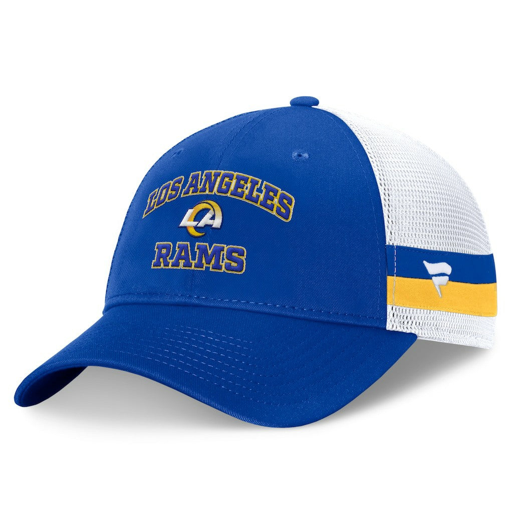 Los Angeles Rams Fundamentals Side Stripe Trucker Adjustable Hat Royal/White | Fanatics