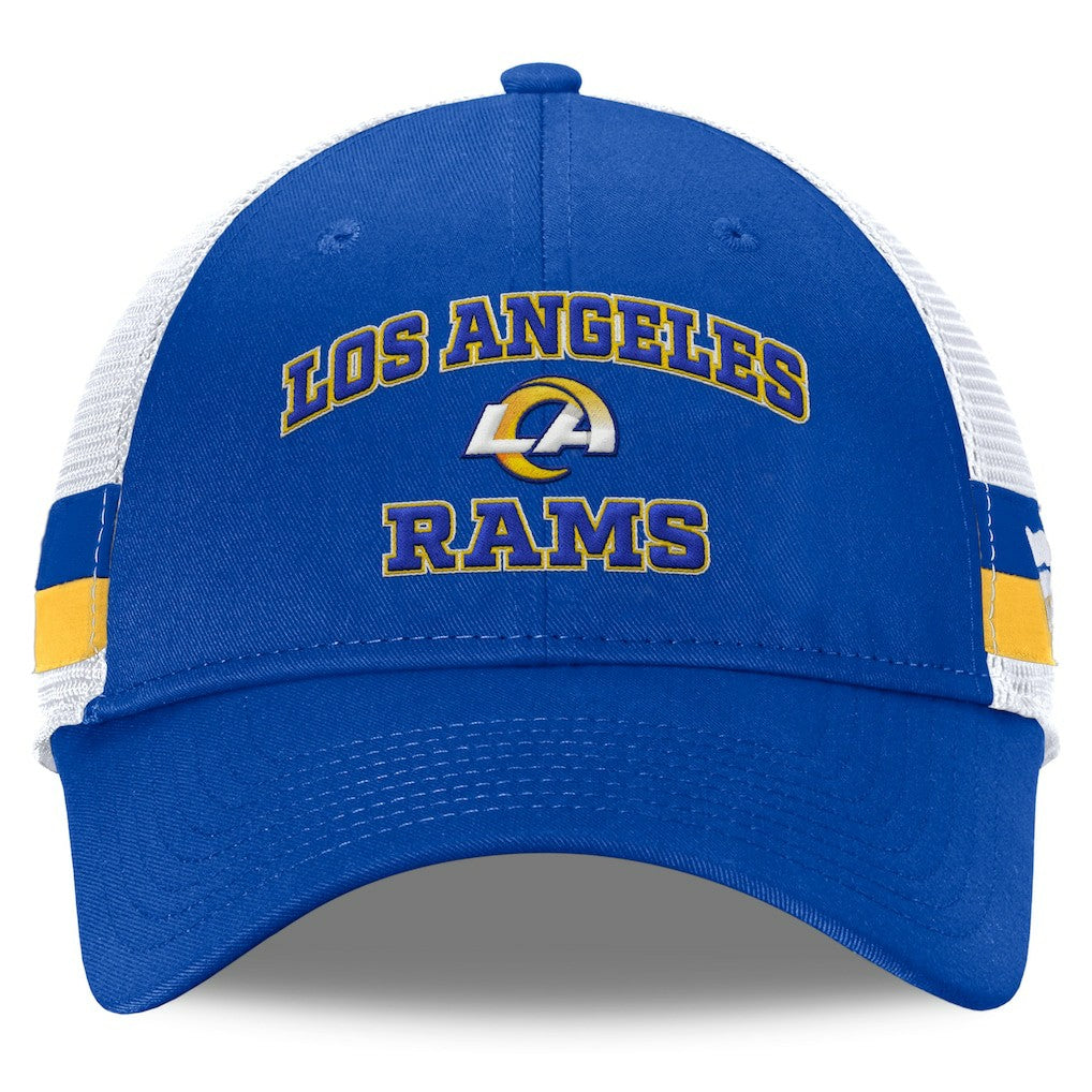 Los Angeles Rams Fundamentals Side Stripe Trucker Adjustable Hat Royal/White | Fanatics