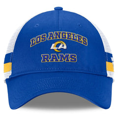 Los Angeles Rams Fundamentals Side Stripe Trucker Adjustable Hat Royal/White | Fanatics