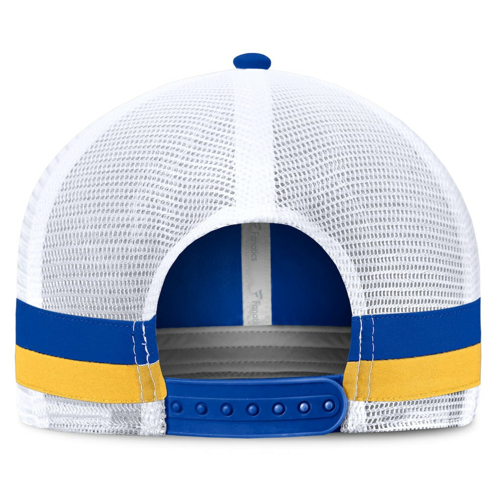 Los Angeles Rams Fundamentals Side Stripe Trucker Adjustable Hat Royal/White | Fanatics