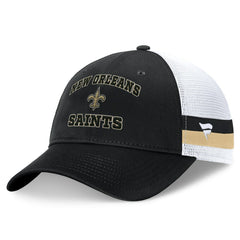 New Orleans Saints Fundamentals Side Stripe Trucker Adjustable Hat Black/White | Fanatics