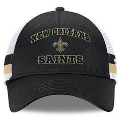 New Orleans Saints Fundamentals Side Stripe Trucker Adjustable Hat Black/White | Fanatics
