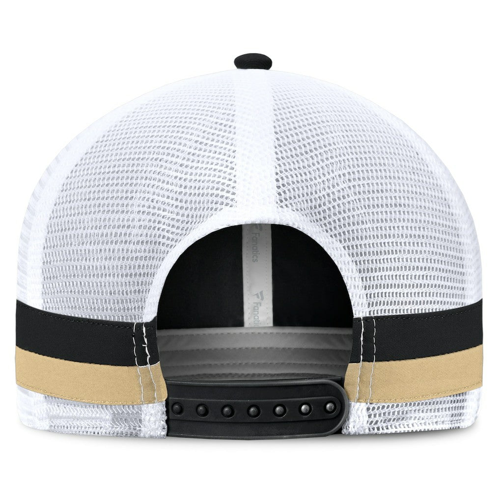 New Orleans Saints Fundamentals Side Stripe Trucker Adjustable Hat Black/White | Fanatics