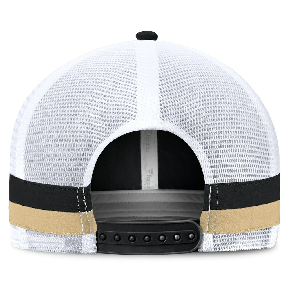 New Orleans Saints Fundamentals Side Stripe Trucker Adjustable Hat Black/White | Fanatics