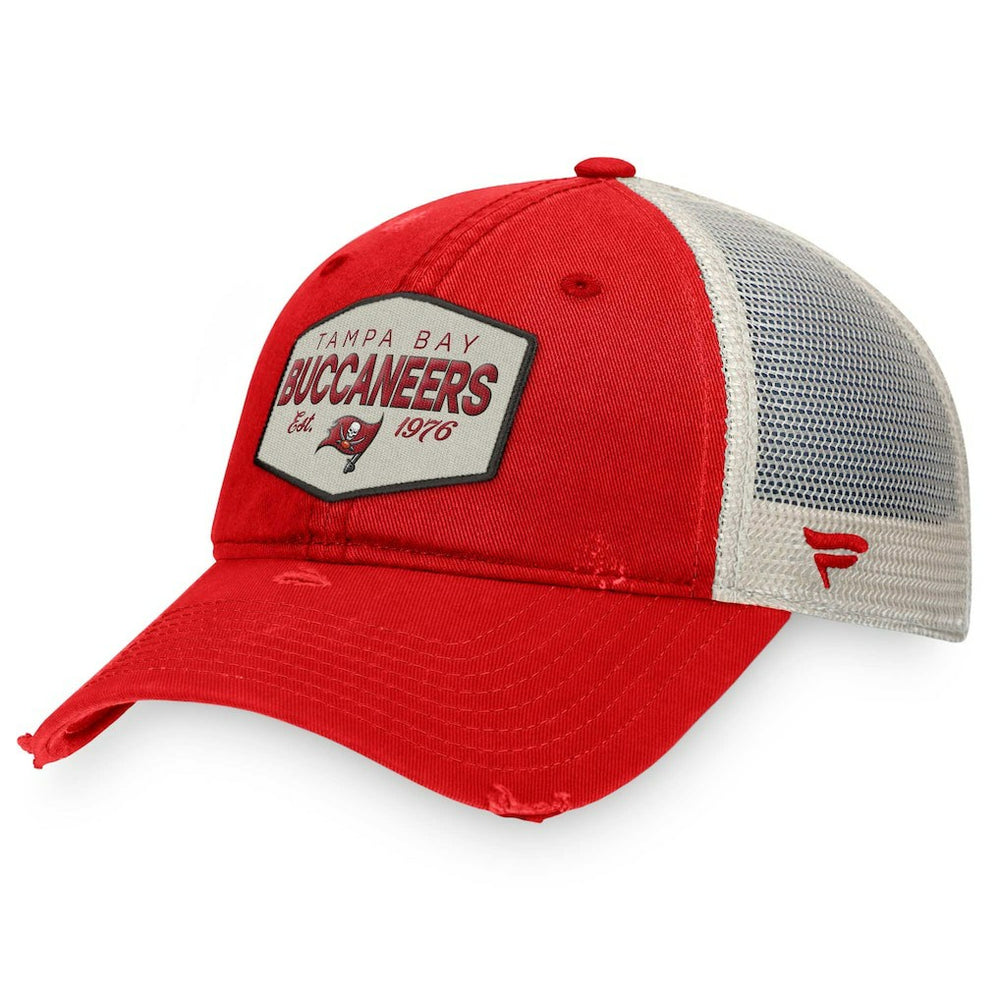 Tampa Bay Buccaneers Heritage Patch Trucker Adjustable Hat Red/Natural | Fanatics