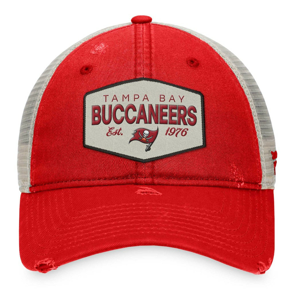Tampa Bay Buccaneers Heritage Patch Trucker Adjustable Hat Red/Natural | Fanatics