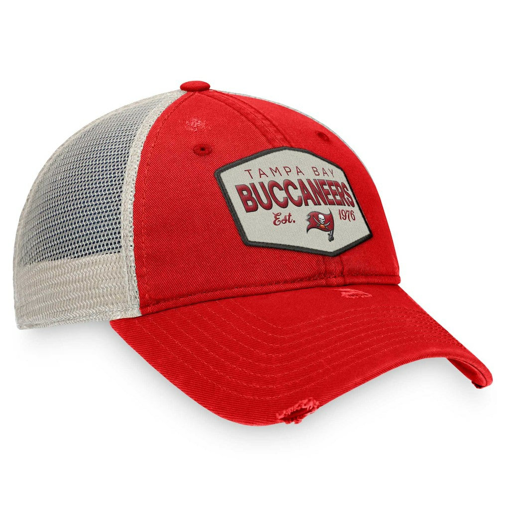 Tampa Bay Buccaneers Heritage Patch Trucker Adjustable Hat Red/Natural | Fanatics