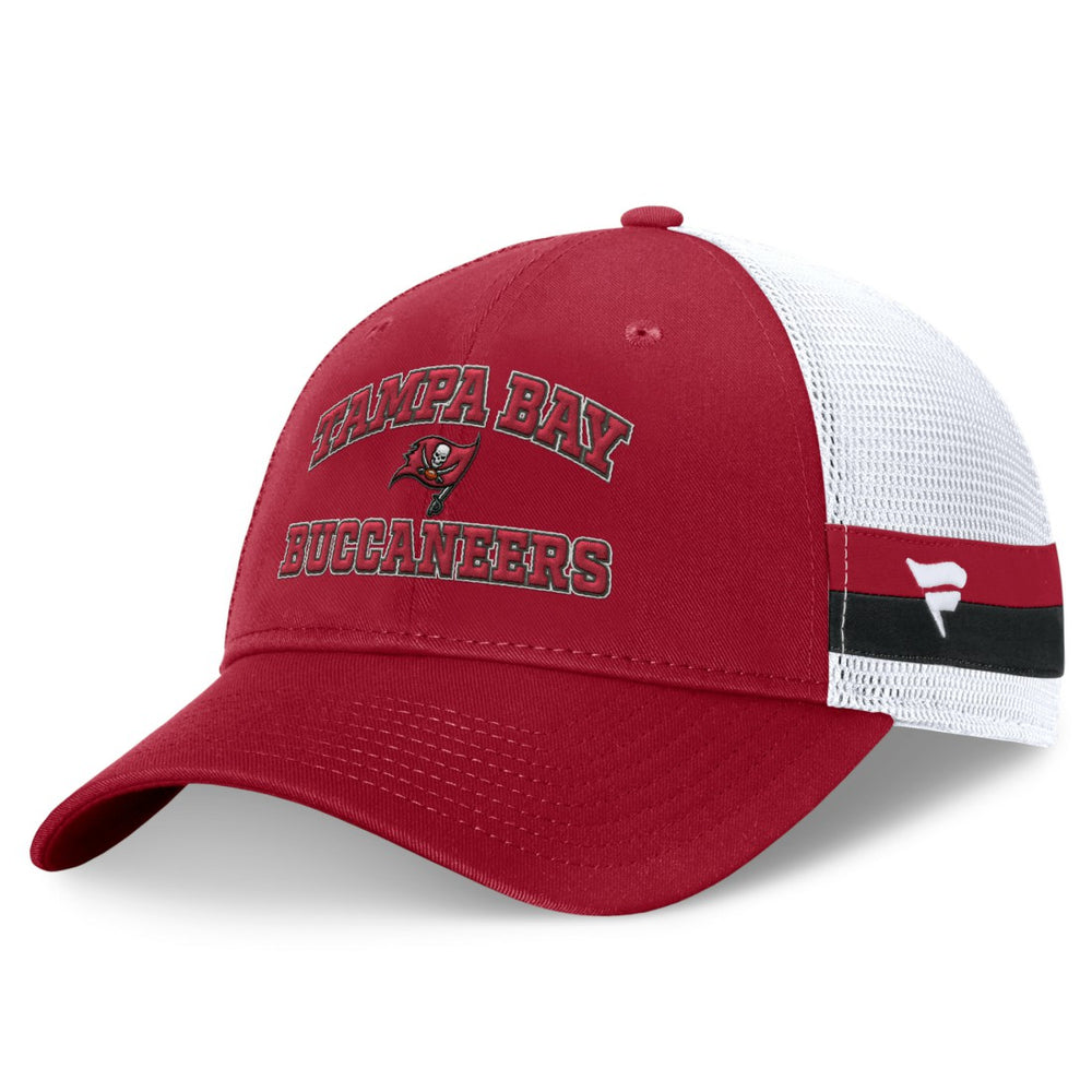 Tampa Bay Buccaneers Fundamentals Side Stripe Trucker Adjustable Hat Red/White | Fanatics