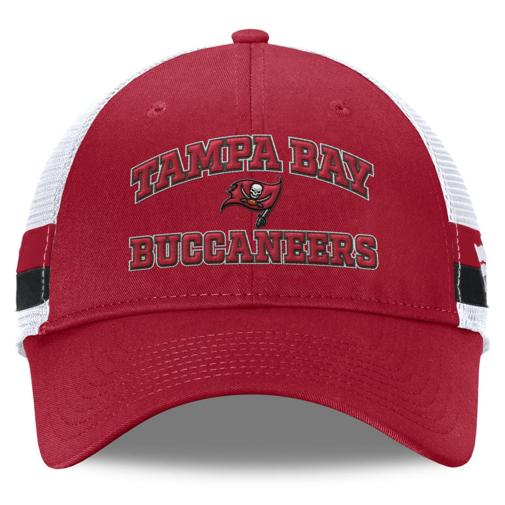 Tampa Bay Buccaneers Fundamentals Side Stripe Trucker Adjustable Hat Red/White | Fanatics