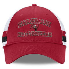 Tampa Bay Buccaneers Fundamentals Side Stripe Trucker Adjustable Hat Red/White | Fanatics