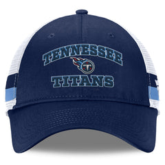Tennessee Titans Fundamentals Side Stripe Trucker Adjustable Hat Navy/White | Fanatics