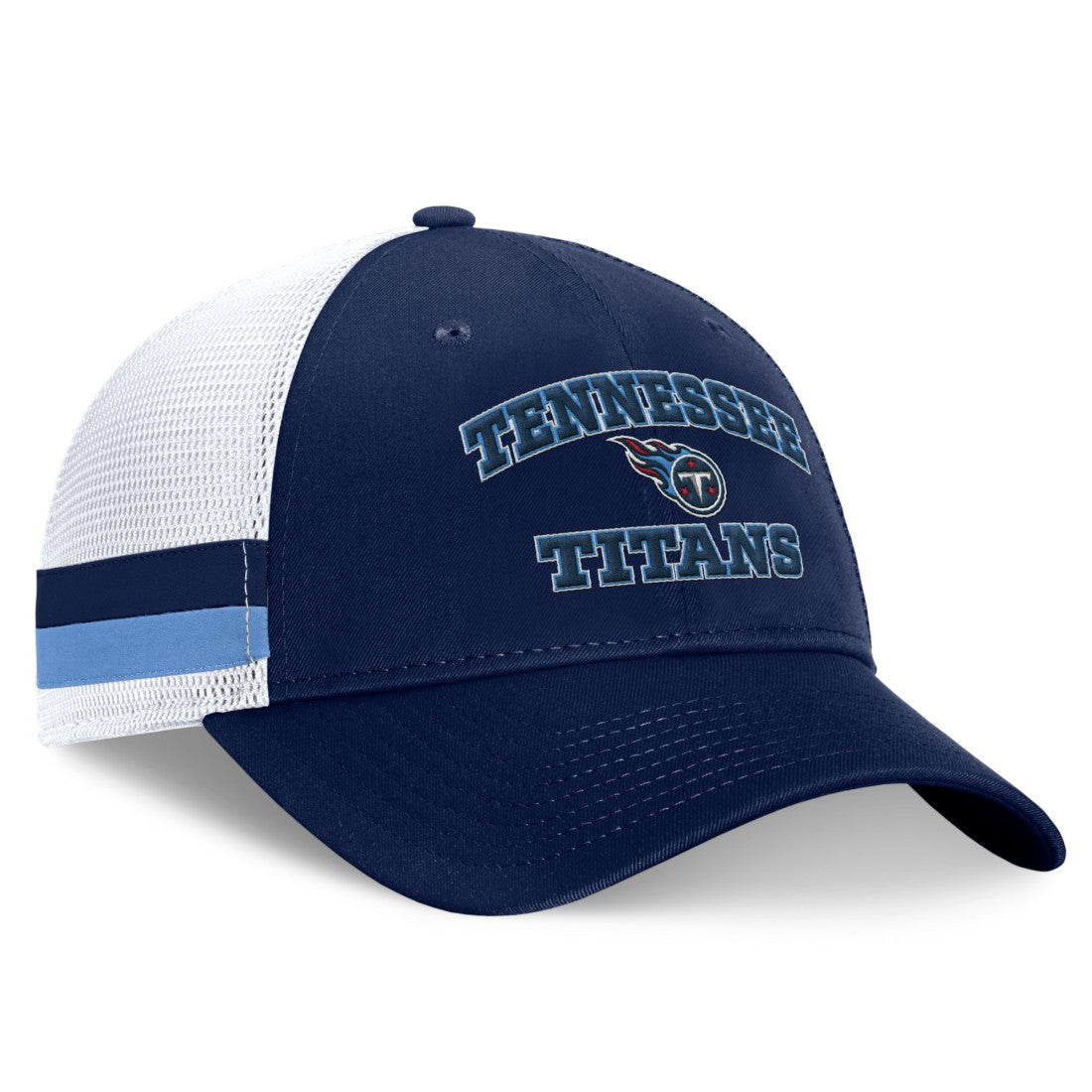 Tennessee Titans Fundamentals Side Stripe Trucker Adjustable Hat Navy/White | Fanatics