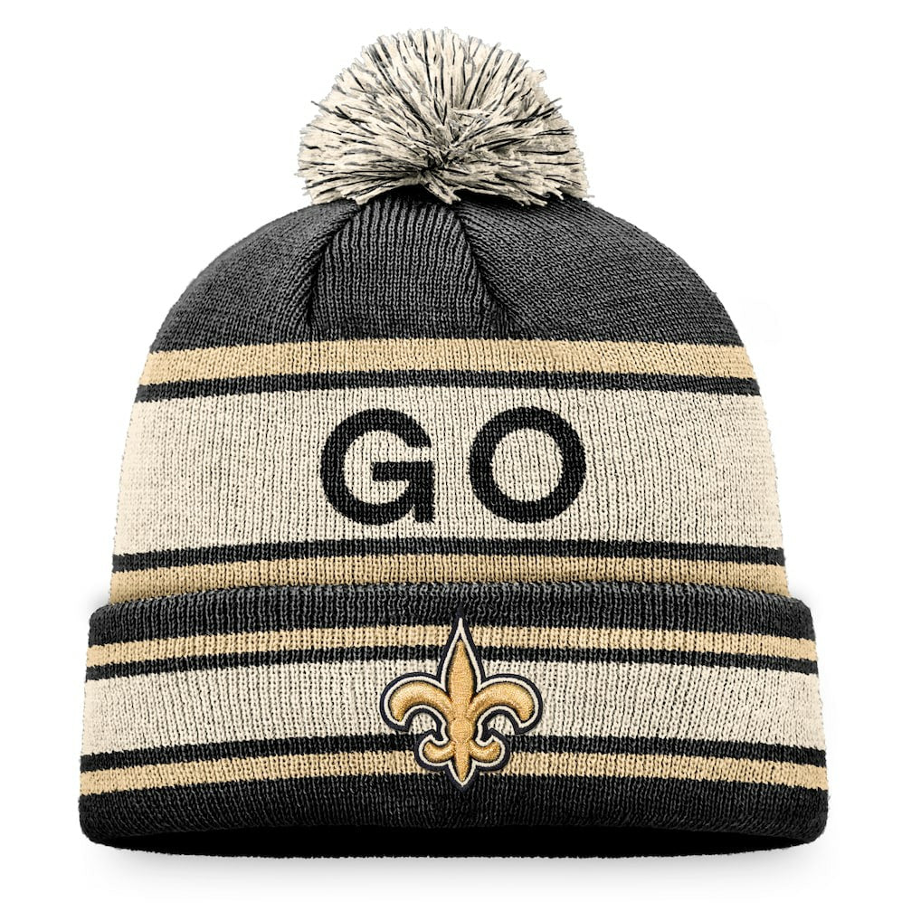 New Orleans Saints Heritage Cuffed Knit Hat with Pom Black | Fanatics