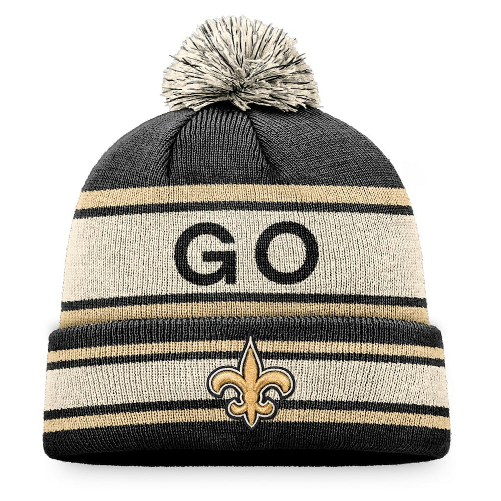 New Orleans Saints Heritage Cuffed Knit Hat with Pom Black | Fanatics