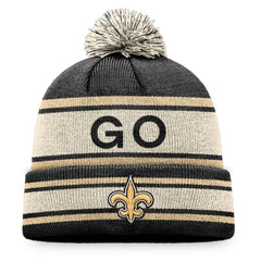 New Orleans Saints Heritage Cuffed Knit Hat with Pom Black | Fanatics