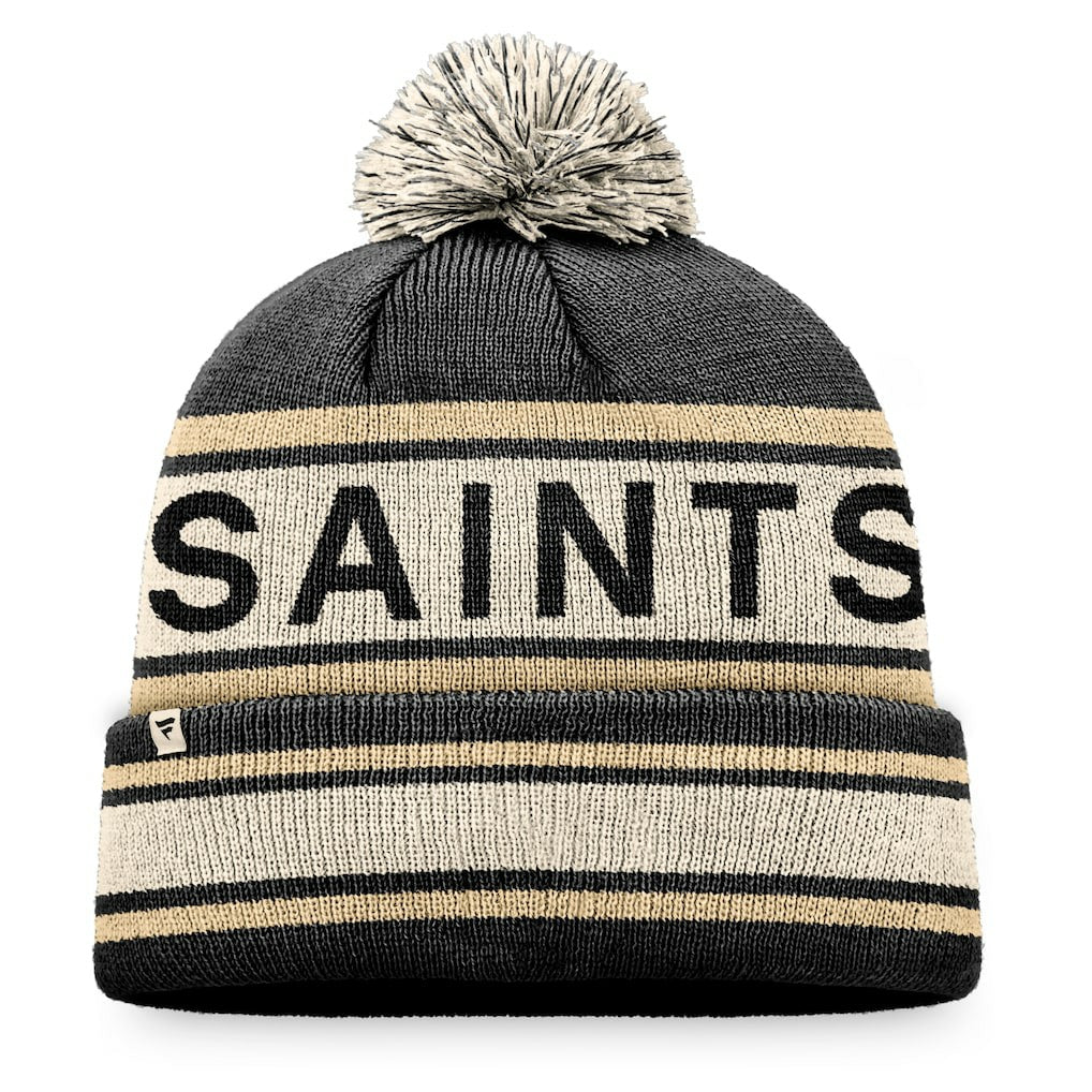 New Orleans Saints Heritage Cuffed Knit Hat with Pom Black | Fanatics