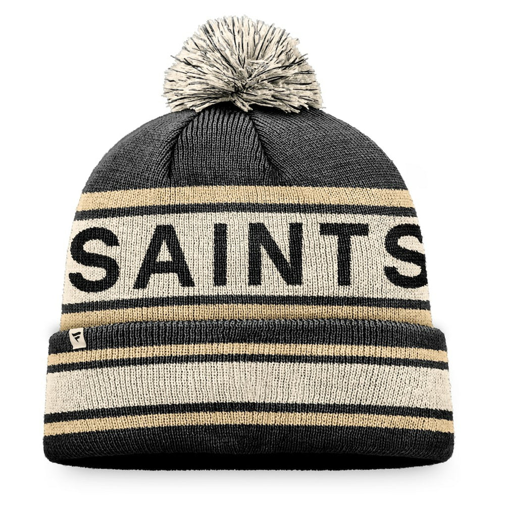 New Orleans Saints Heritage Cuffed Knit Hat with Pom Black | Fanatics