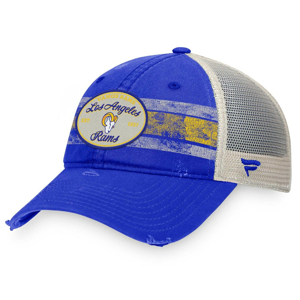 Los Angeles Rams Heritage Trucker Adjustable Hat Royal/Natural | Fanatics