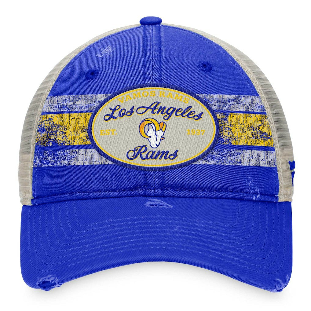 Los Angeles Rams Heritage Trucker Adjustable Hat Royal/Natural | Fanatics