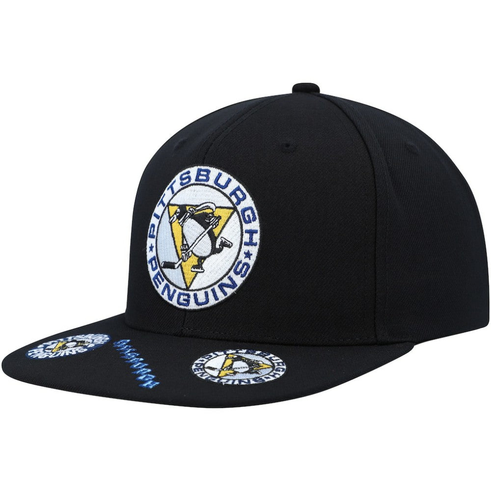 Pittsburgh Penguins Mitchell & Ness Vintage Hat Trick Snapback Hat - Black - NHL