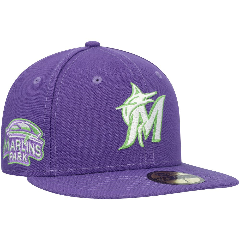Miami Marlins New Era Lime Side Patch 59FIFTY Fitted Hat - MLB
