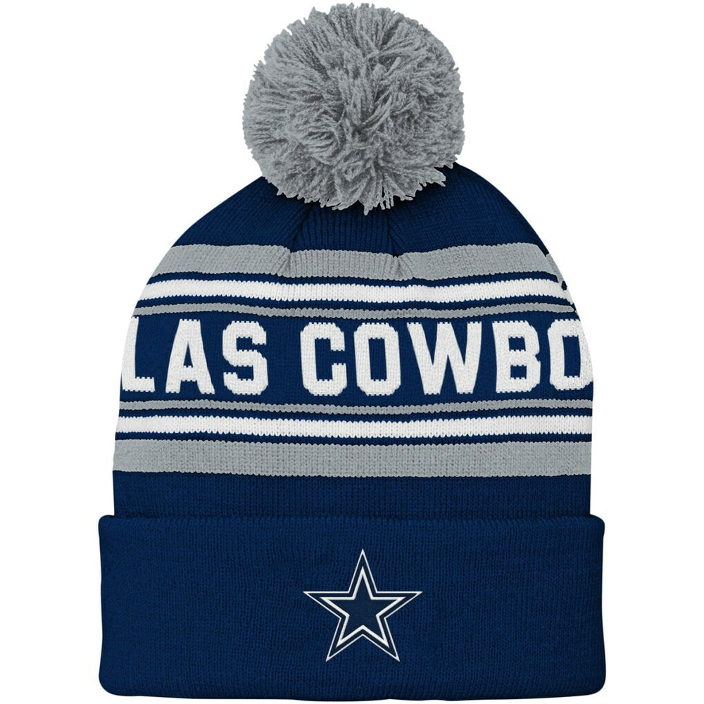Dallas Cowboys Youth Jacquard Cuffed Knit Hat with Pom Navy | NFL