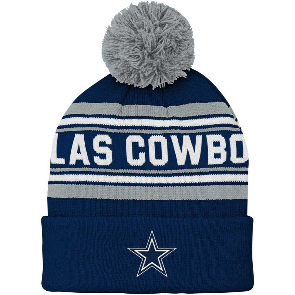 Dallas Cowboys Youth Jacquard Cuffed Knit Hat with Pom Navy | NFL