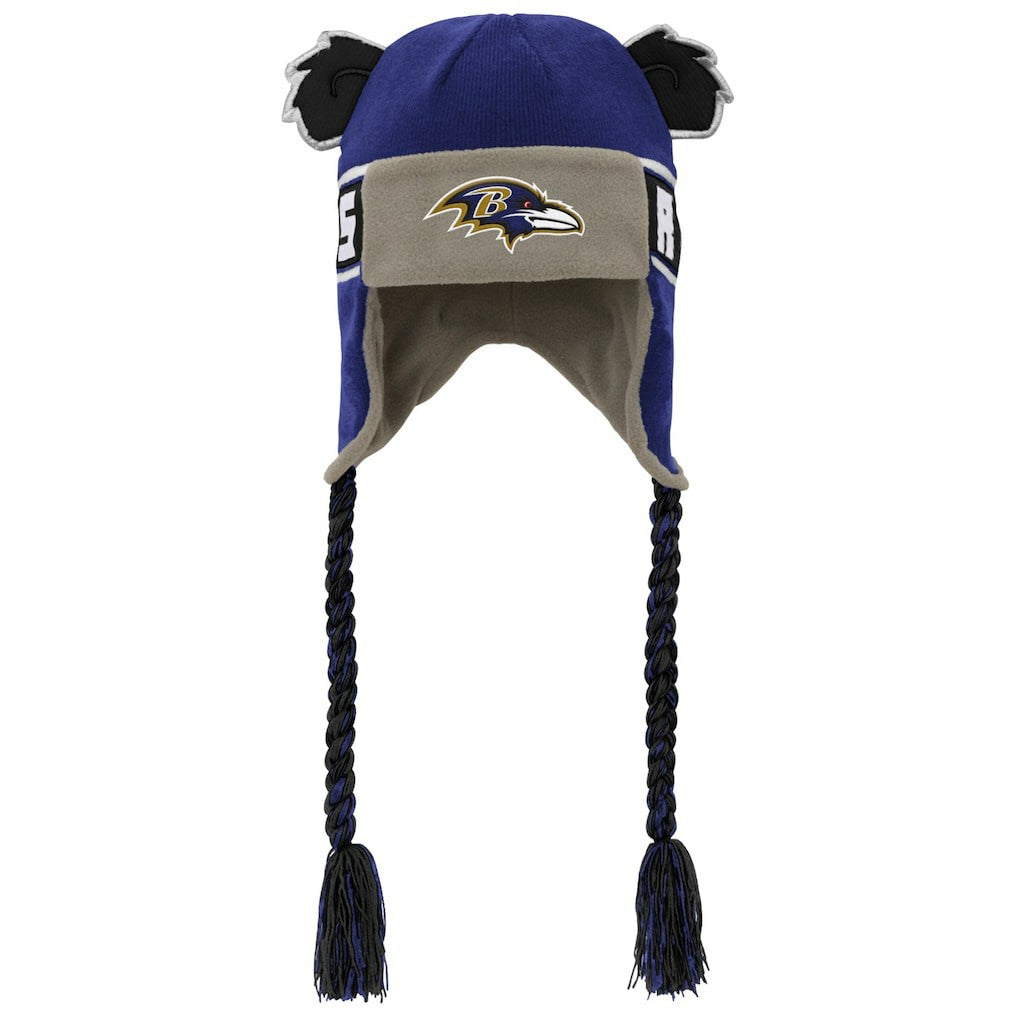 Baltimore Ravens Youth Wordmark Ears Trooper Knit Hat Purple | NFL