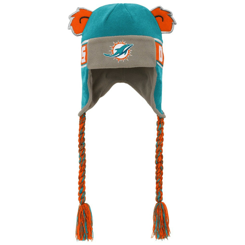 Miami Dolphins Youth Wordmark Ears Trooper Knit Hat Aqua | NFL