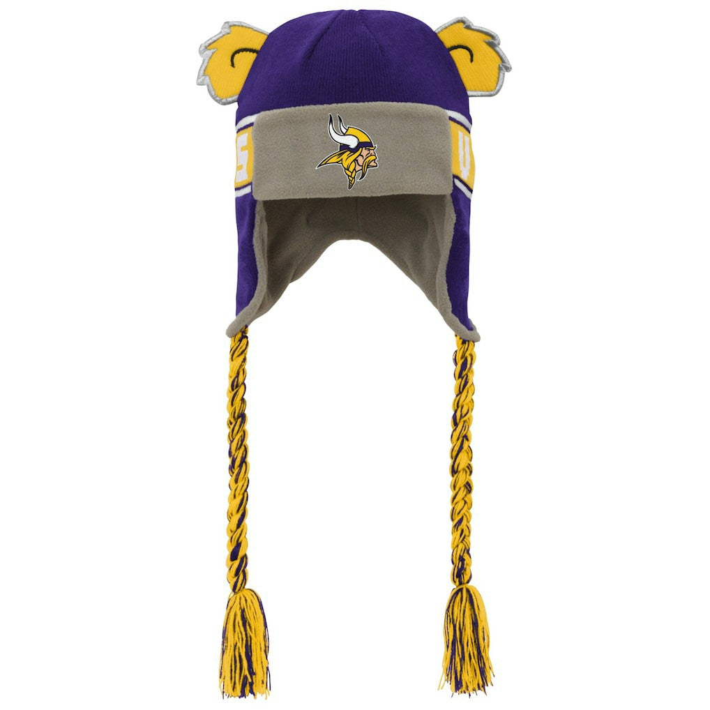 Minnesota Vikings Youth Wordmark Ears Trooper Knit Hat Purple | NFL