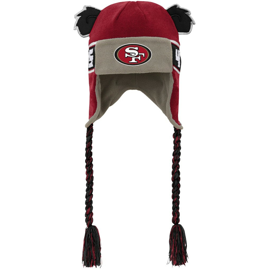 San Francisco 49ers Youth Wordmark Ears Trooper Knit Hat Scarlet | NFL