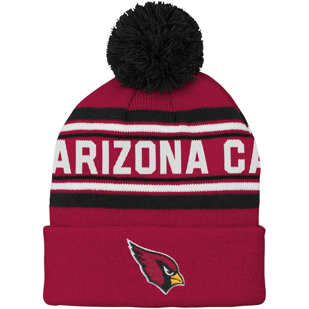 Arizona Cardinals Youth Jacquard Cuffed Knit Hat with Pom Cardinal | NFL