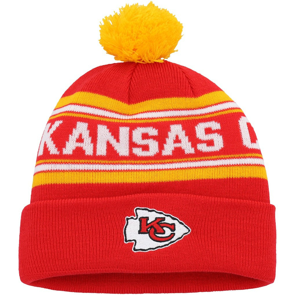 Kansas City Chiefs Youth Jacquard Cuffed Knit Hat with Pom Red | NFL