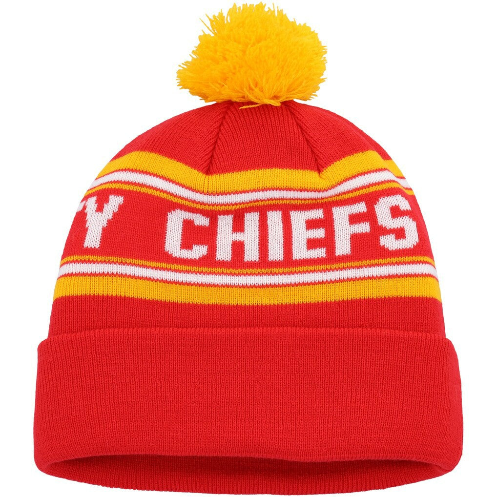 Kansas City Chiefs Youth Jacquard Cuffed Knit Hat with Pom Red | NFL