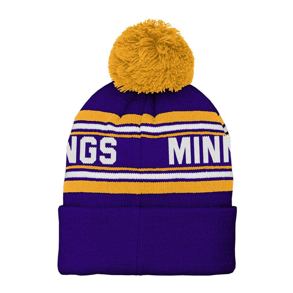 Minnesota Vikings Youth Jacquard Cuffed Knit Hat with Pom Purple | NFL
