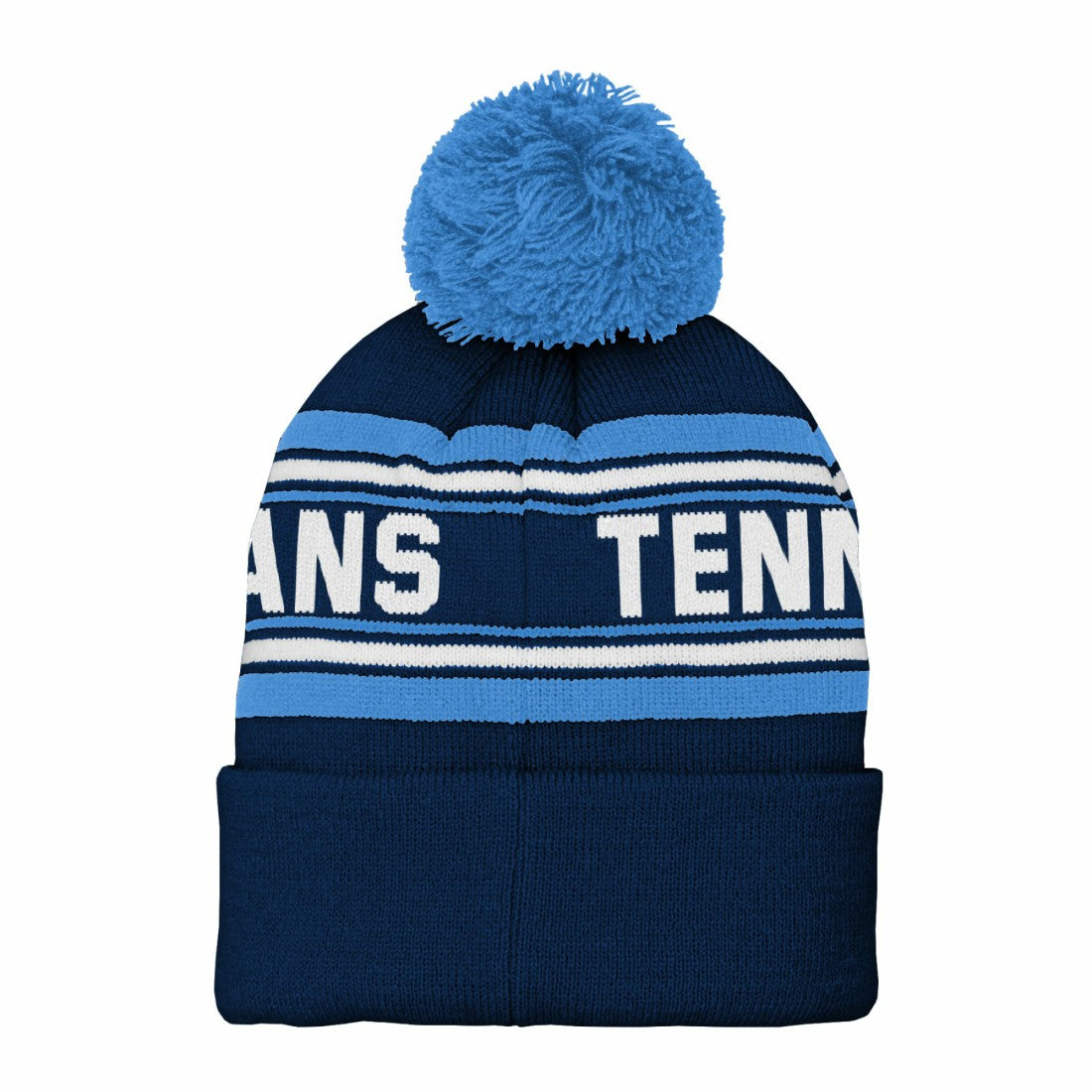 Tennessee Titans Youth Jacquard Cuffed Knit Hat with Pom Navy | NFL