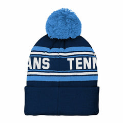 Tennessee Titans Youth Jacquard Cuffed Knit Hat with Pom Navy | NFL