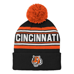 Cincinnati Bengals Preschool Jacquard Cuffed Knit Hat with Pom Black | NFL